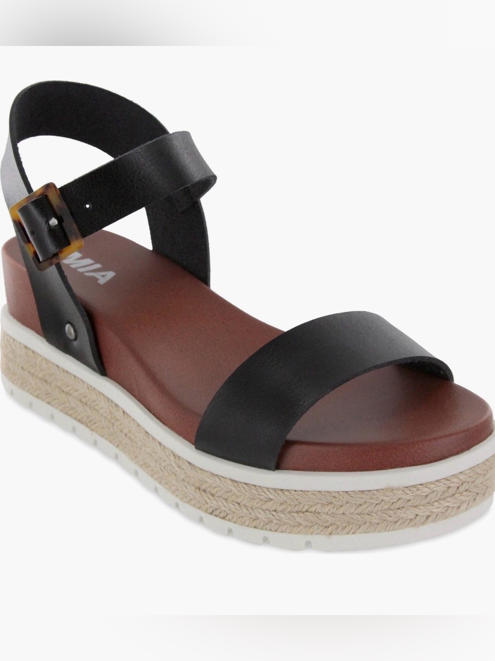 Mia black Platform Espadrille Sandal - Women